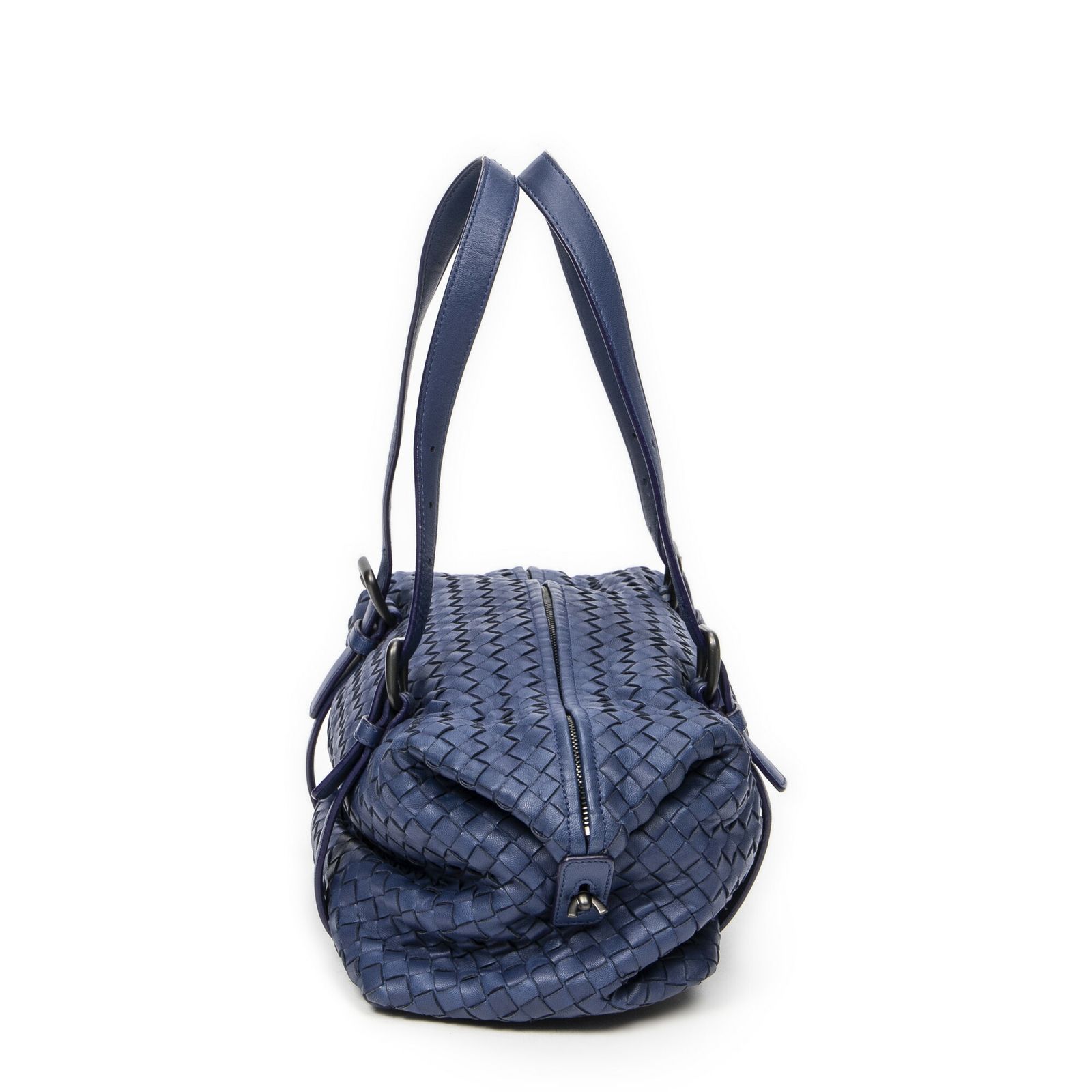 ボッテガヴェネタモンテーニュ青イントレチャートレザーA