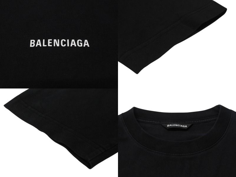 バレンシアガ ロゴ刺〓 ブランドオフ BALENCIAGA コットン カットソー コットン 中古 レディース 極美品 BALENCIAGA バレンシアガ クルーネックカットソー ロゴ