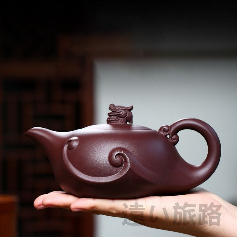 茶壷 急須 紫砂壺 ティーポット 常滑焼 紫砂茶器 唐物紫泥急須 紫砂壺急須 煎茶器 茶道具 手作り 手描き急須 極細工 朱泥紫砂 在銘 zsh03 0186