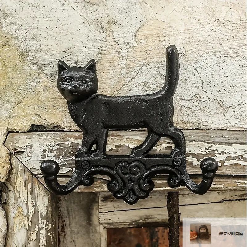 壁掛け フック 引っ掛け ダブルフック ウォールフック 猫 ネコ