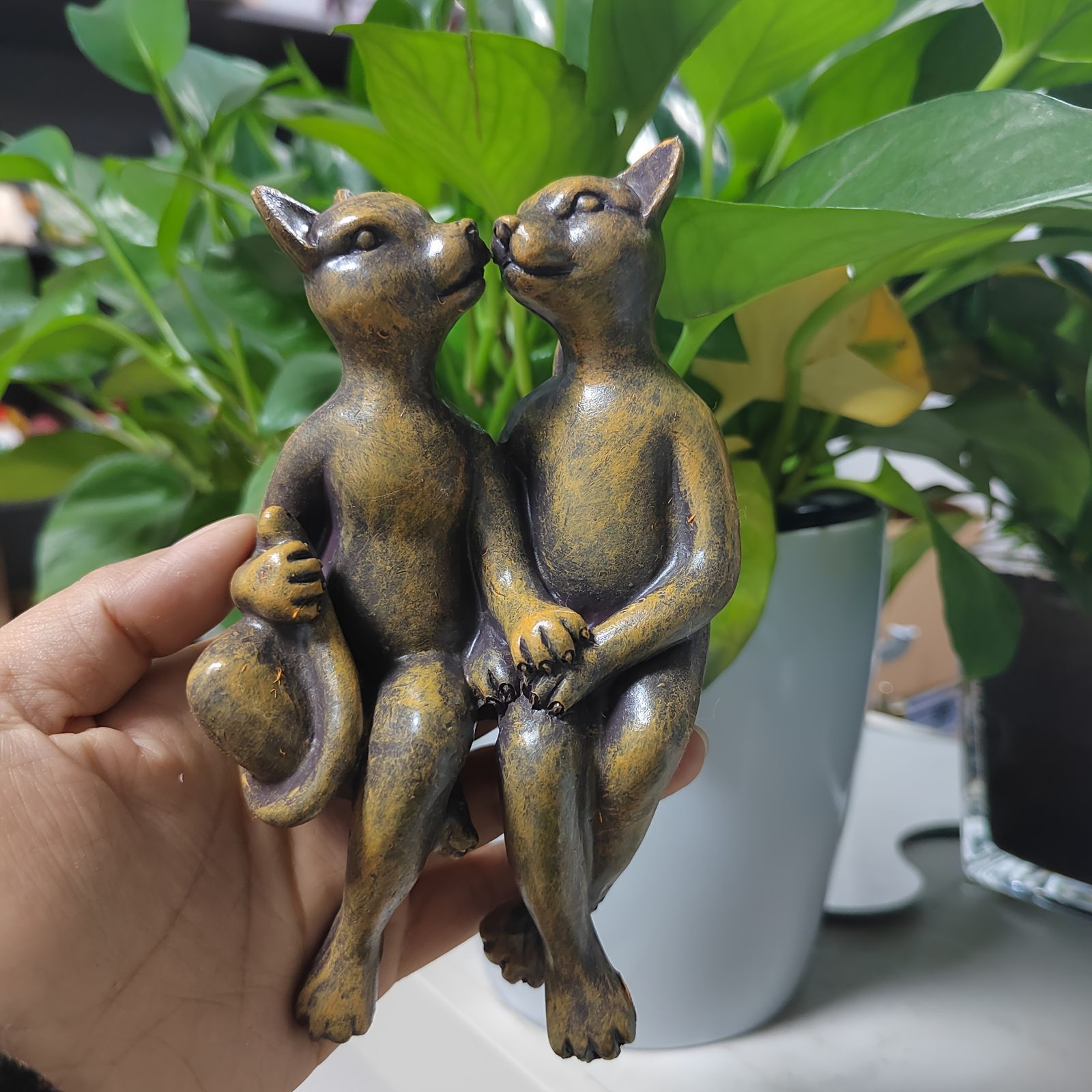 置物 オブジェ ガーデンオーナメント 2匹のネコ ねこ カップル 室内