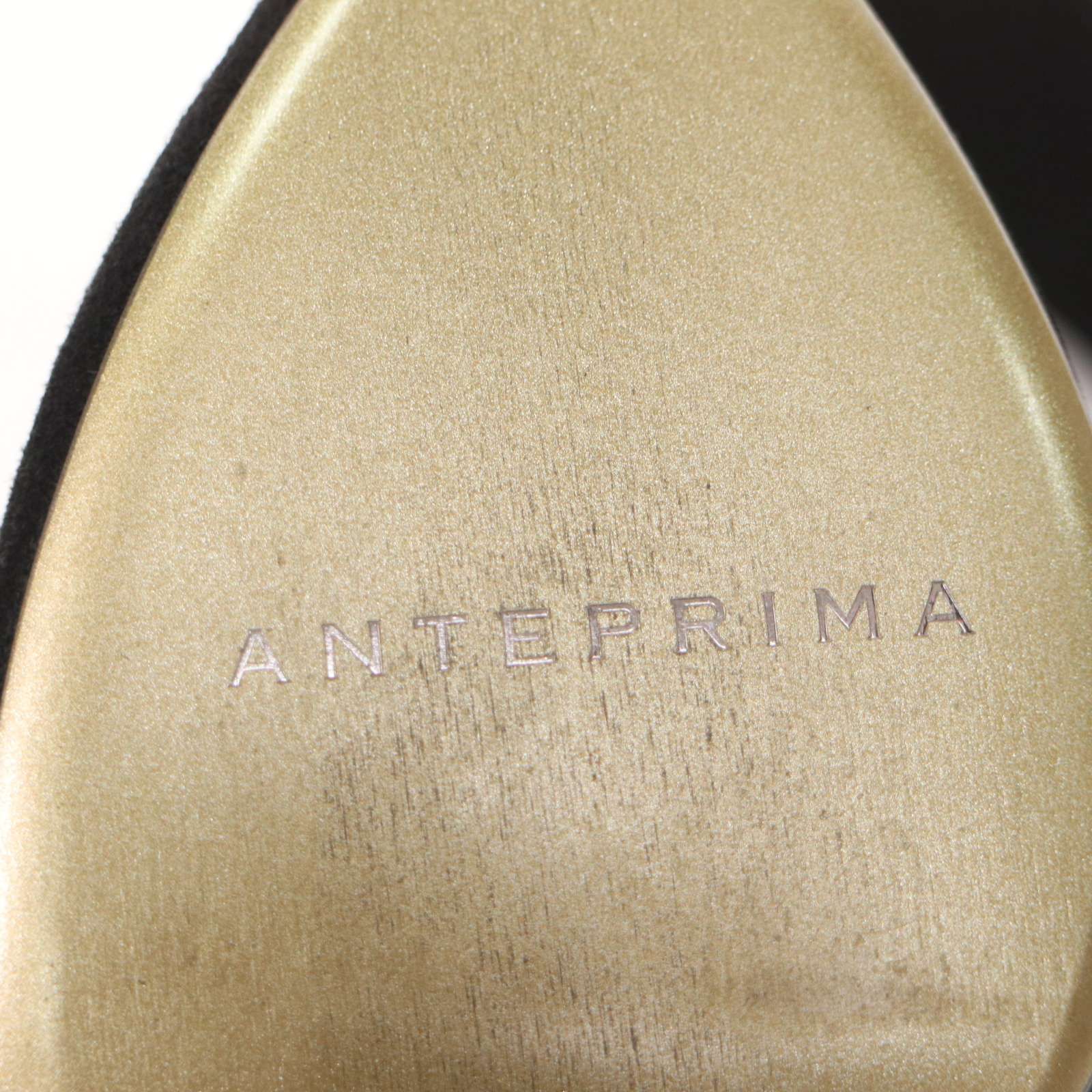  アンテプリマ リボン モチーフ スエード ヒール ロング ブーツ Sz.23 レディース 黒 ブーツ 靴