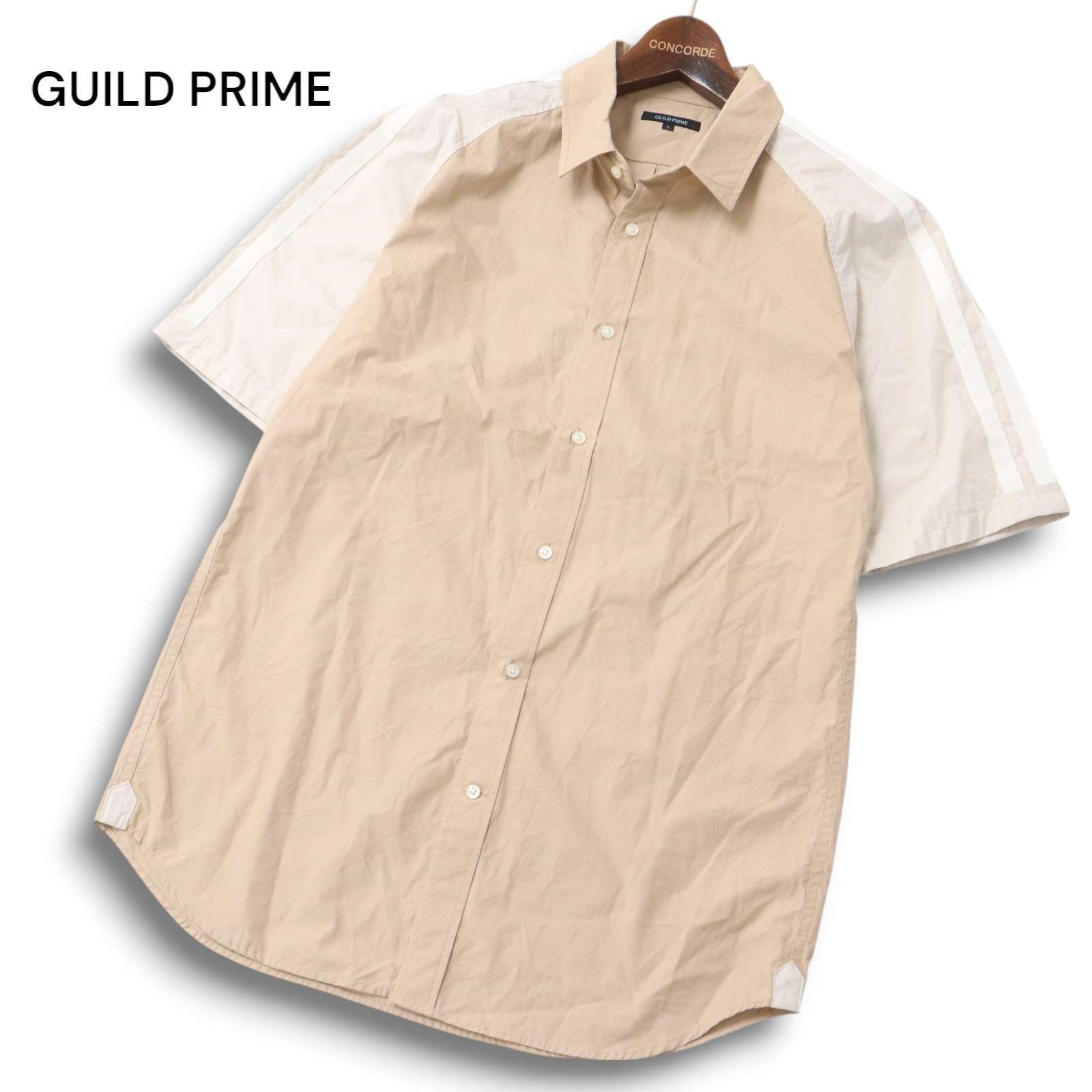 GUILD PRIME ギルドプライム ラムレザーシャツ 美品】 GUILD PRIME ギルドプライム 春夏 袖ライン☆ ラグラン