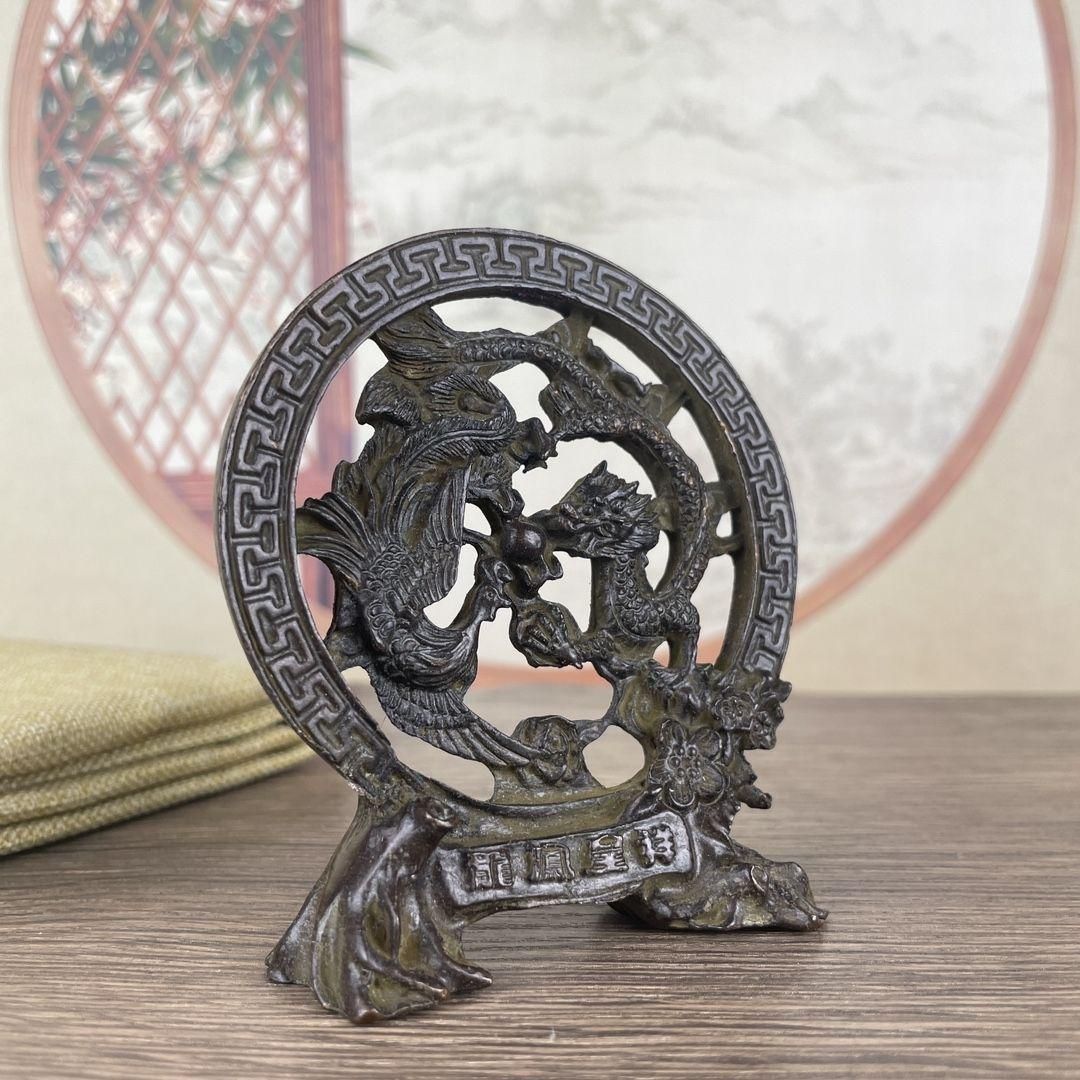 銅細工 龍鳳呈祥屏風 装飾品 工芸品 美術品 置物 - メルカリ