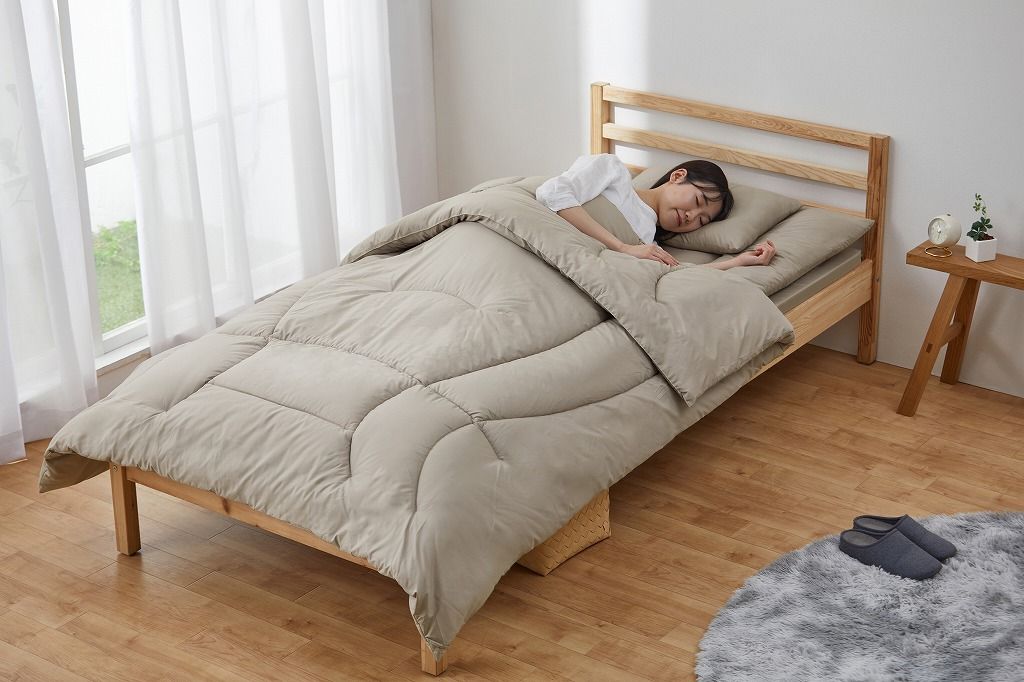アイリスオーヤマ マットレス付き布団5点セット 収納バッグ付き 軽量設定 オールシーズン対応 シングル ベージュ KFS-M5S IRIS OHYAMA