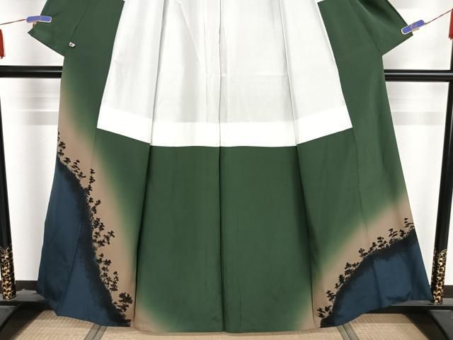平和屋着物○小西秀樹 訪問着 紬地 樹林シルエット 暈し染め さが美  