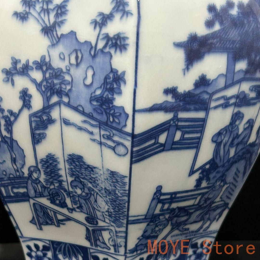 清乾隆青花花?六方将?罐 景徳鎮 陶磁器 装飾品 現代工芸品 美術品 置物