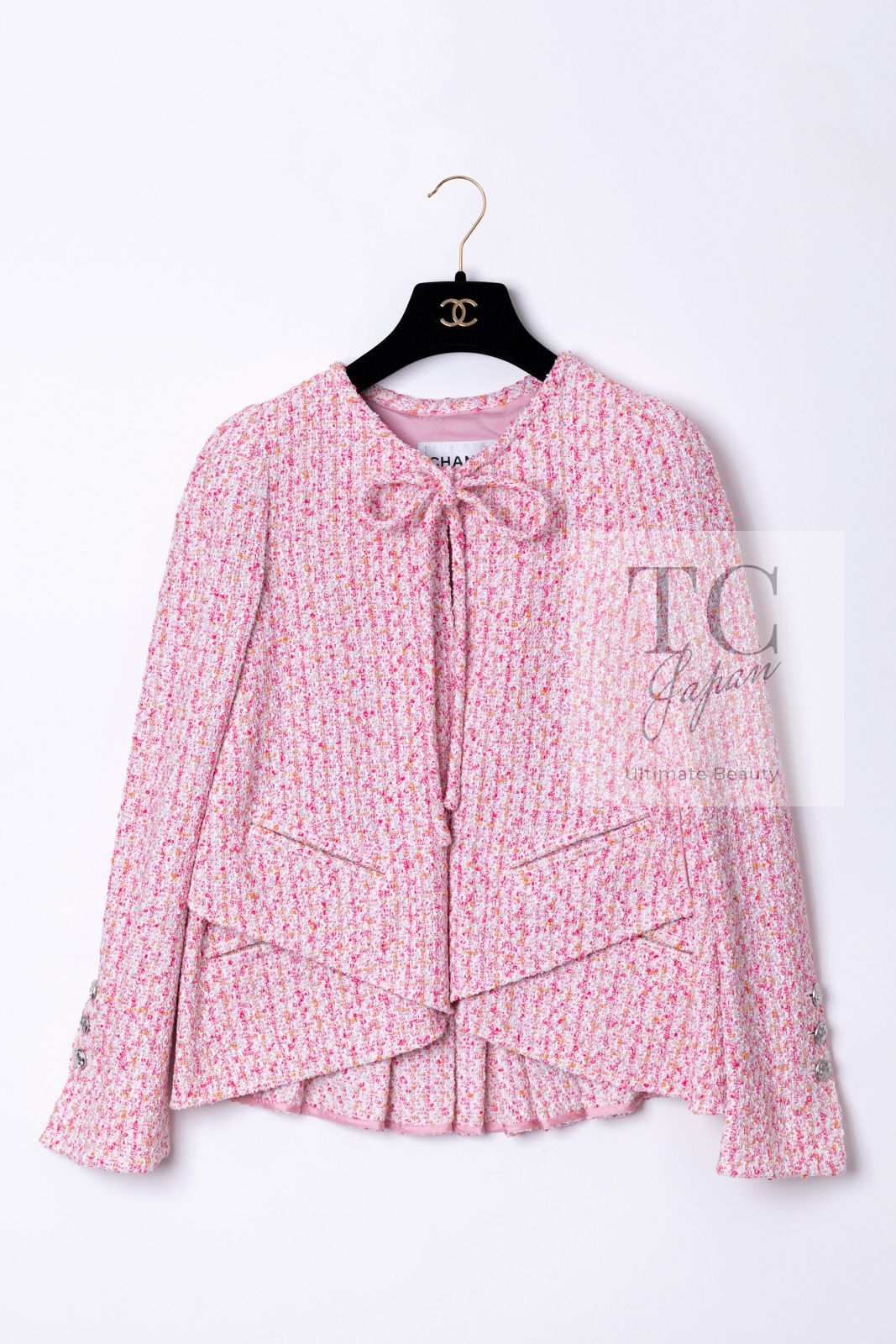 【お花とリボンが可愛い♡】CHANEL ツイードジャケット 2104102175616-03.jpg