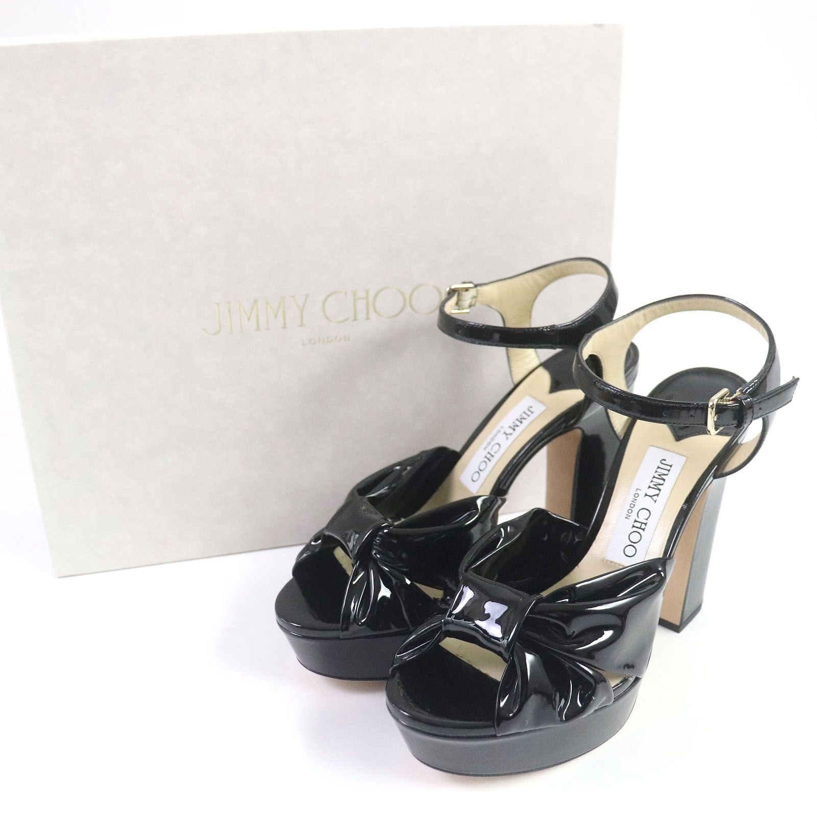 未使用品□JIMMY CHOO ジミーチュウ HELOISE120NAP Heloise 120 アンクルストラップ ナッパレザー サンダル ブラック  36.5 箱付き イタリア製 レディース 定価143,000円 - メルカリ