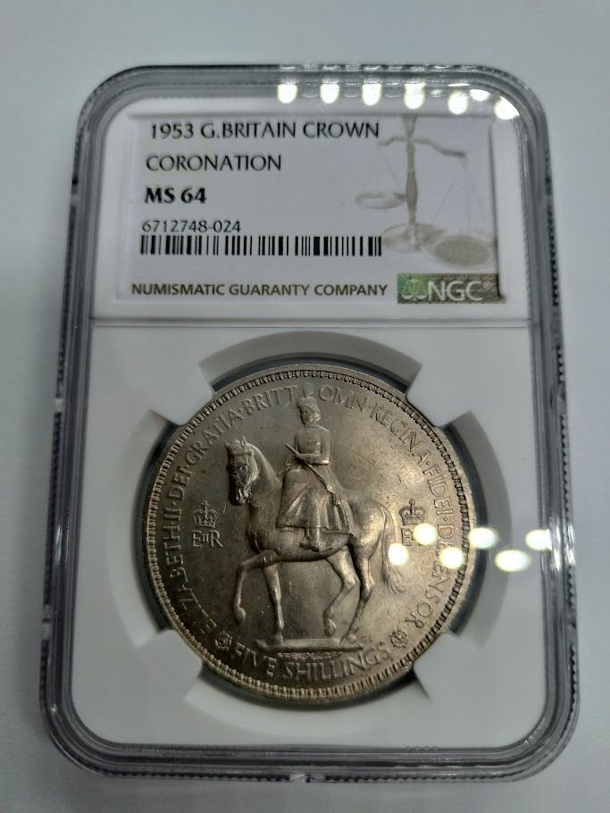英国　1953年　エリザベス女王載冠記念硬貨　1シリング　PF66CAM NGC MS64 1953年 イギリス クラウン硬貨 エリザベス女王 戴冠式記念