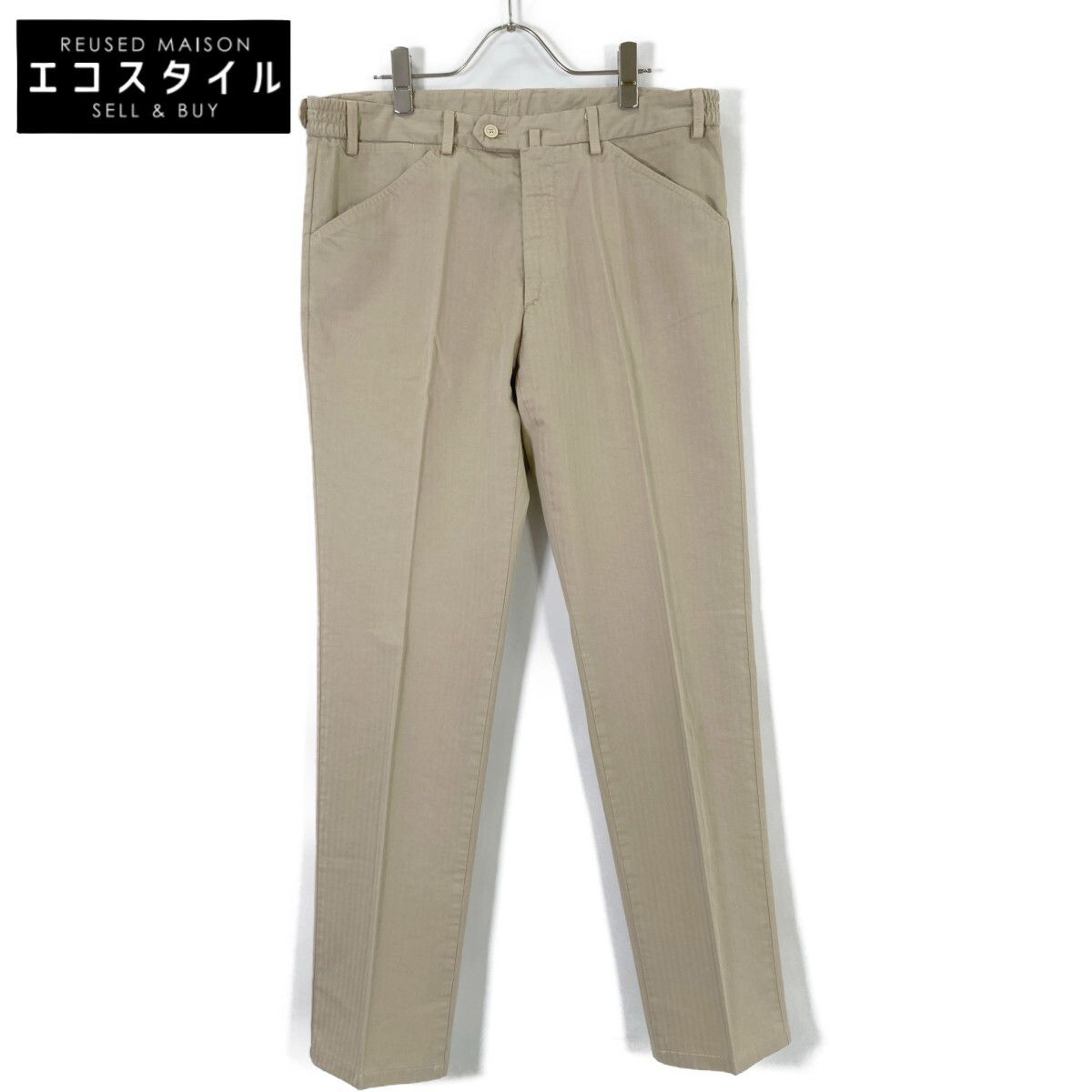 Loro Piana ロロピアーナ ﾍﾞｰｼﾞｭ ｽﾄﾗｲﾌﾟ ｺｯﾄﾝ ﾊﾟﾝﾂ 50