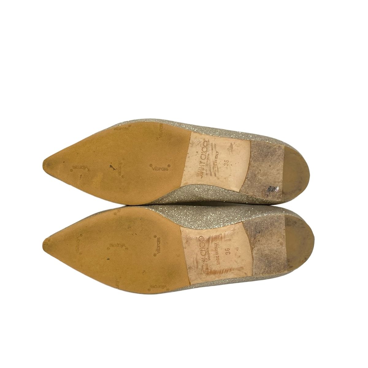 JIMMY CHOO ゴールド グリッター フラットシューズ 37.5 JIMMY CHOO ゴールド グリッター フラットシューズ 37.5 ジミー チュー