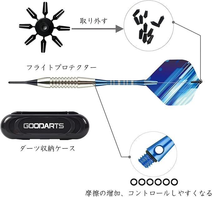 ダーツセット（矢3本、ケース、ポーチ） WayArrrivalダーツセット3本18gソフトダーツ矢1本ダーツケース30