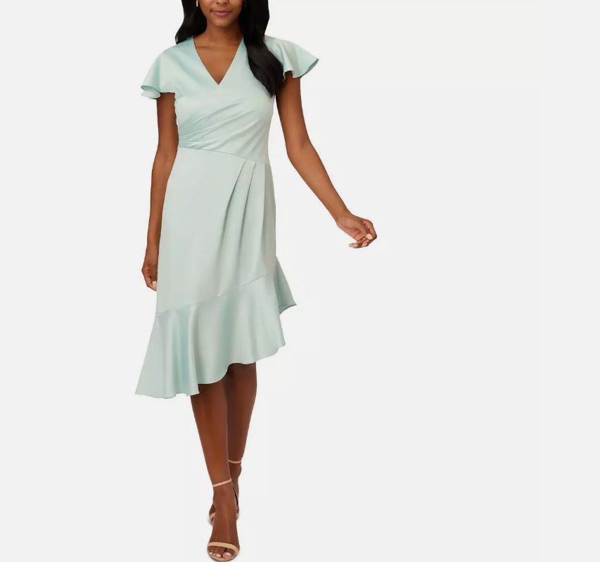 新品】アドリアナパペル US12 美しいミントグリーンの膝丈ドレス  