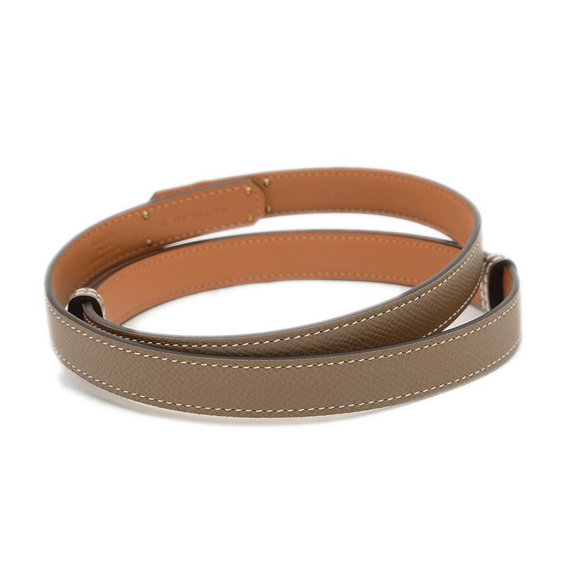エルサ　HERMES　ケリーベルト　エトゥープ×ローズゴールド金具　W刻印 エルメス ケリーベルト エプソン エトゥープ ローズゴールド金具
