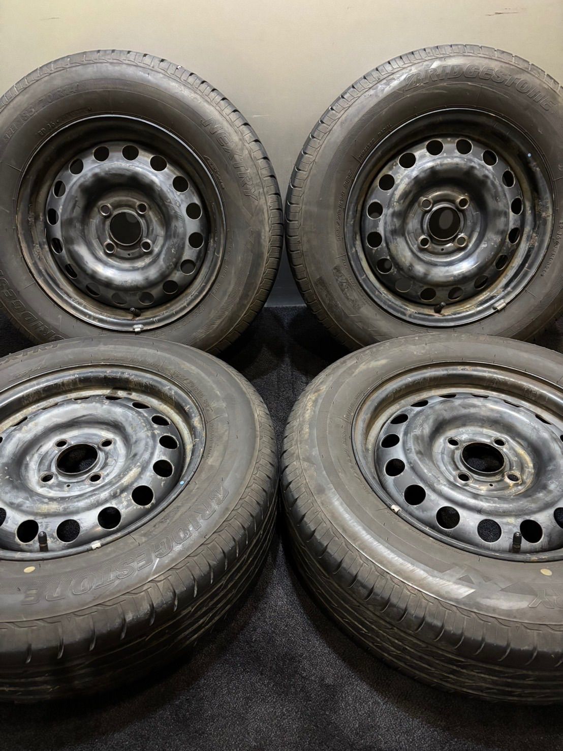 185|70R14 BRIDGESTONE|NEXTRY 20年製 日産 ノート 純正 スチール 14インチ 5.5J 39 100 4H 夏タイヤ 4本 南2-J475