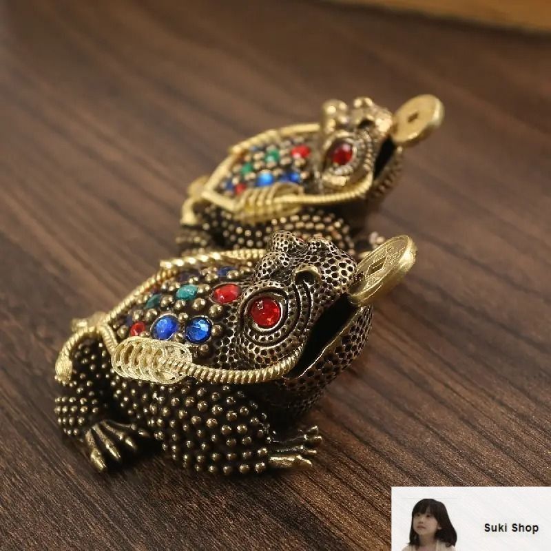 カエル型金属オブジェ 高さ約20cm 蛙 カエル 置物 オブジェ 金属 ブロンズ 高級感 財運 金運 開運