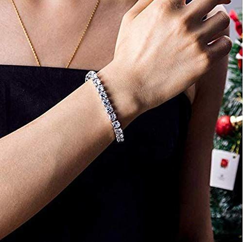 在庫 17.5センチジルコンダイヤモンドテニスブレスレット18Kホワイトゴールドメッキローマブレスレットレディースファッションブレスレットジュエリー