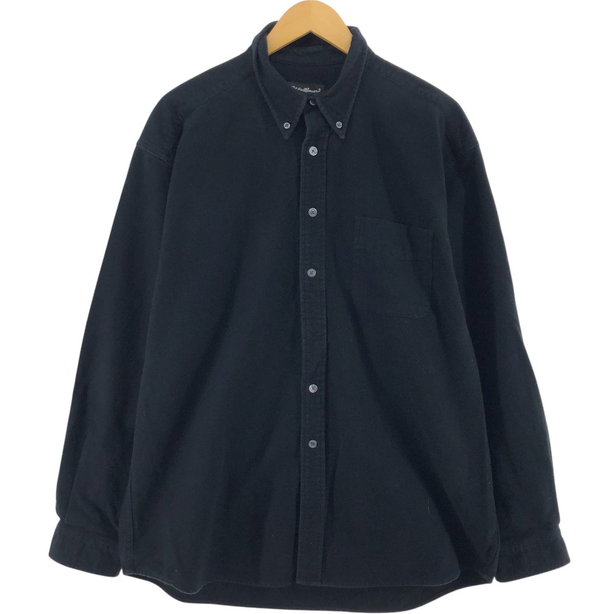 ◆ 90s レア ブラック シャモアクロス エディバウアー XL ボタンダウン 古着 00年代 エディーバウアー Eddie Bauer 長袖 ボタンダウン
