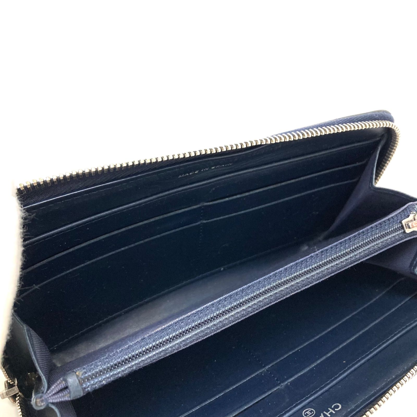 CHANEL マトラッセ 長財布 ネイビー ラウンドファスナー CHANEL 【Sale】シャネル BOY ラウンドファスナーウォレット 紺