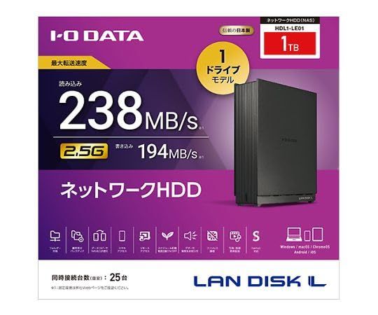 2.5GbE対応 1ドライブ