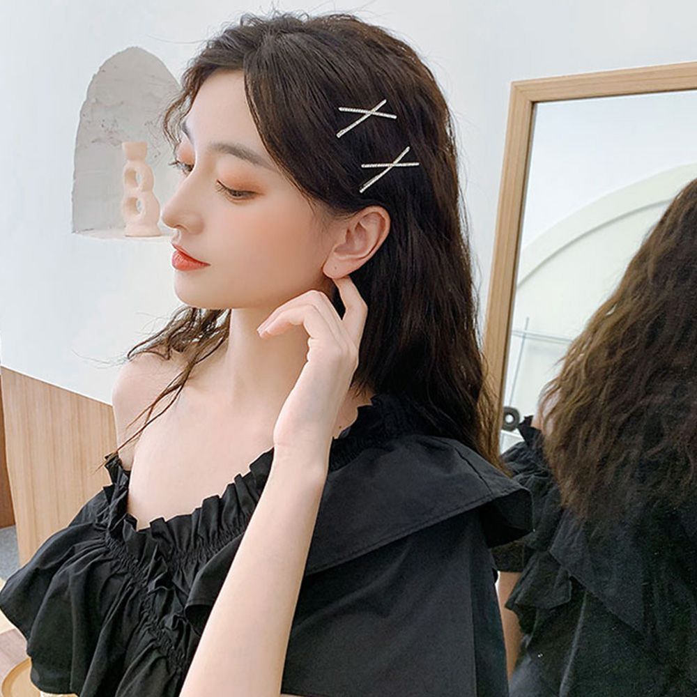 ラインストーン ヘアピン 2点セット きらめき ヘアアクセサリー ピン