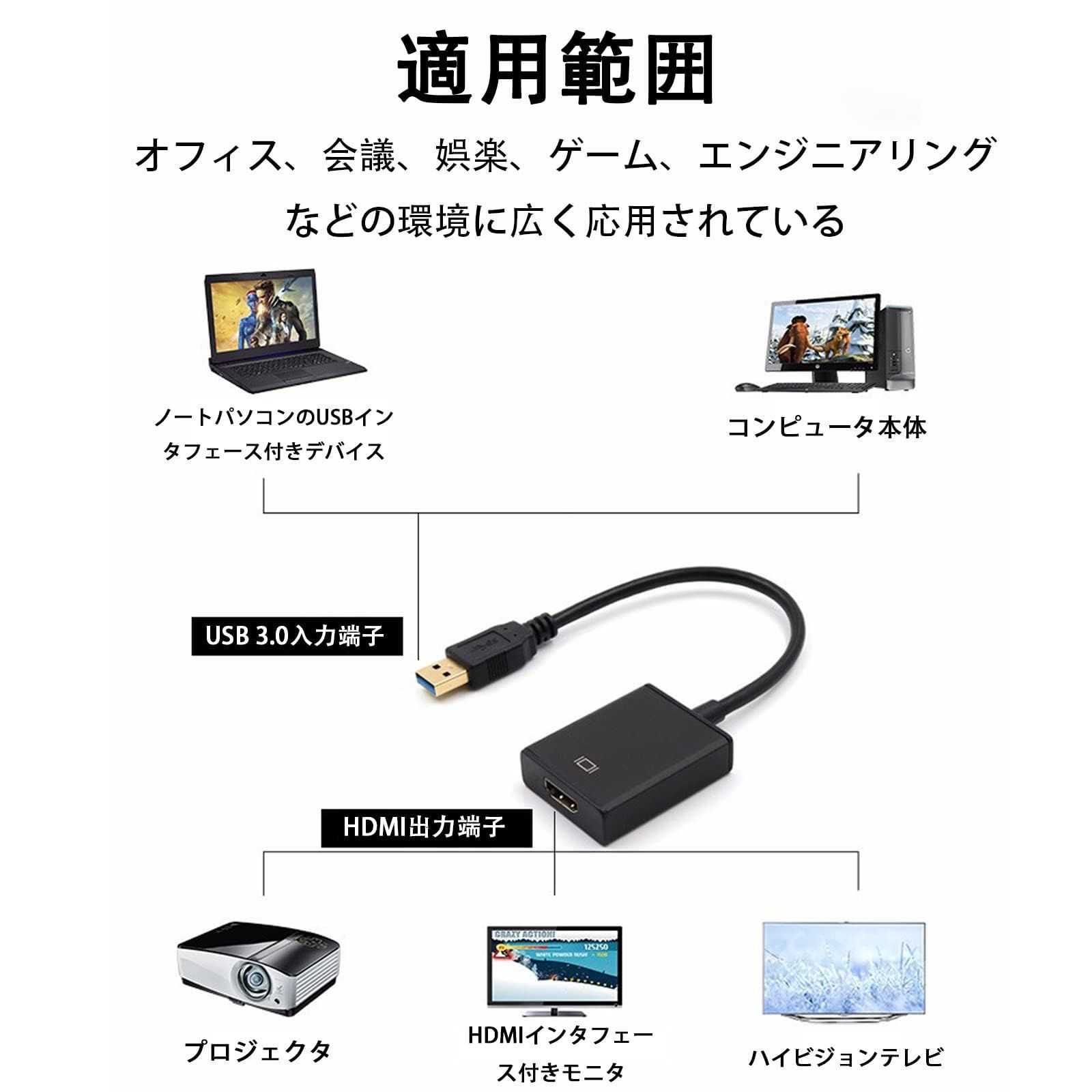 人気商品】USB HDMI 変換アダプタ 5Gbps高速伝送 USB3.0 HDMI 変換