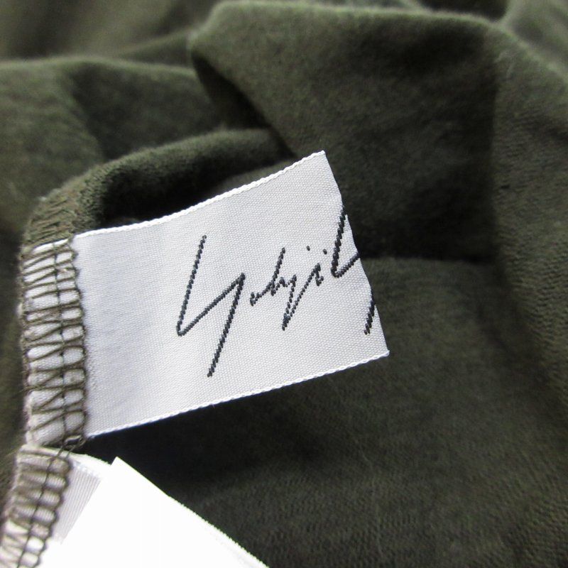 ヨウジヤマモト YOHJI YAMAMOTO ウール カットソー 長袖 背面ジップ モスグリーン 緑系 3 約Mサイズ IBO73 ヨウジヤマモト YOHJI YAMAMOTO ウール カットソー 長袖 背面