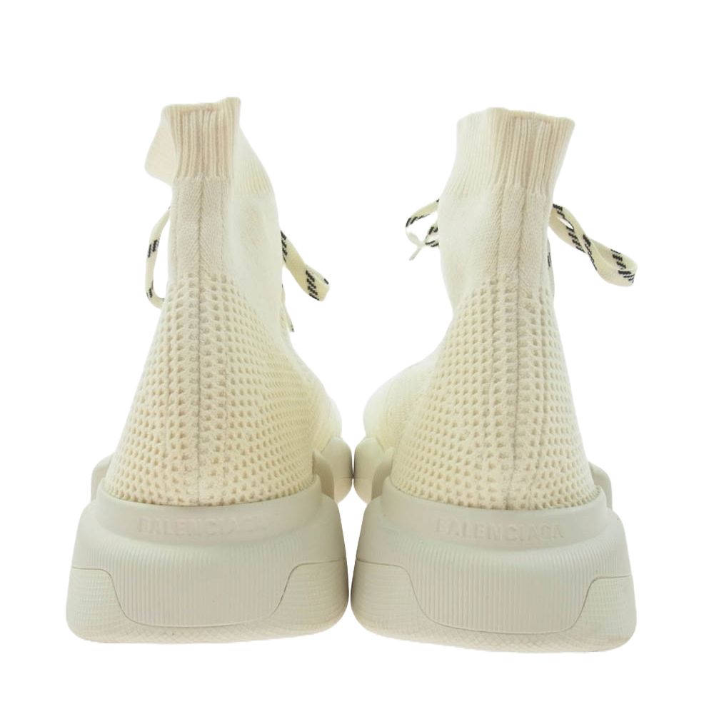 BALENCIAGA Speed Trainer ホワイト Balenciaga White Knit Fabric Speed Trainer Sneakers Size 44
