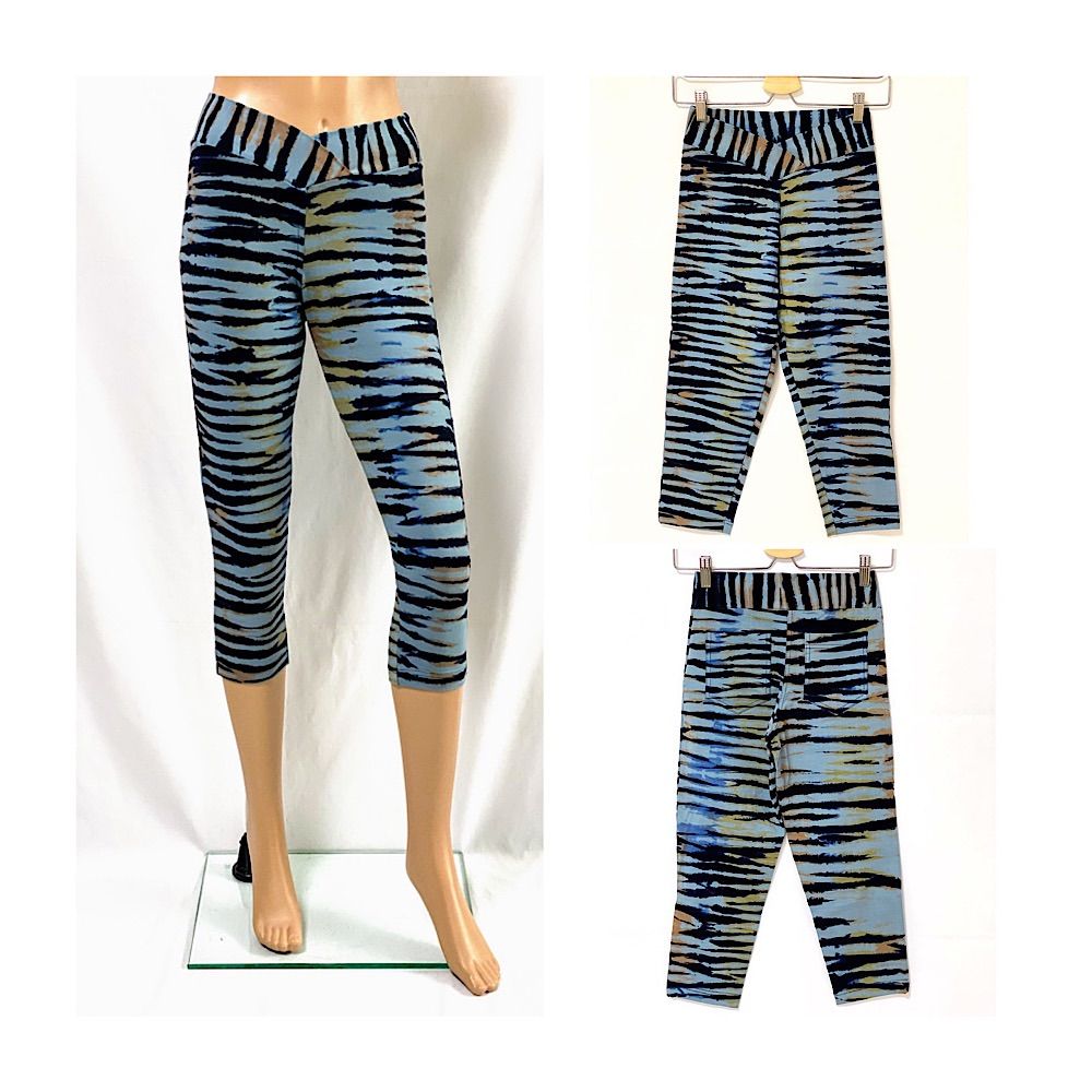 １枚 販売 １サイズでS～Lサイズの方対応 普段着やスポーツでオールシーズン◎穿いている感じがしない美脚快適レギンスショート丈パンツ タイダイ染めブルーホライズン