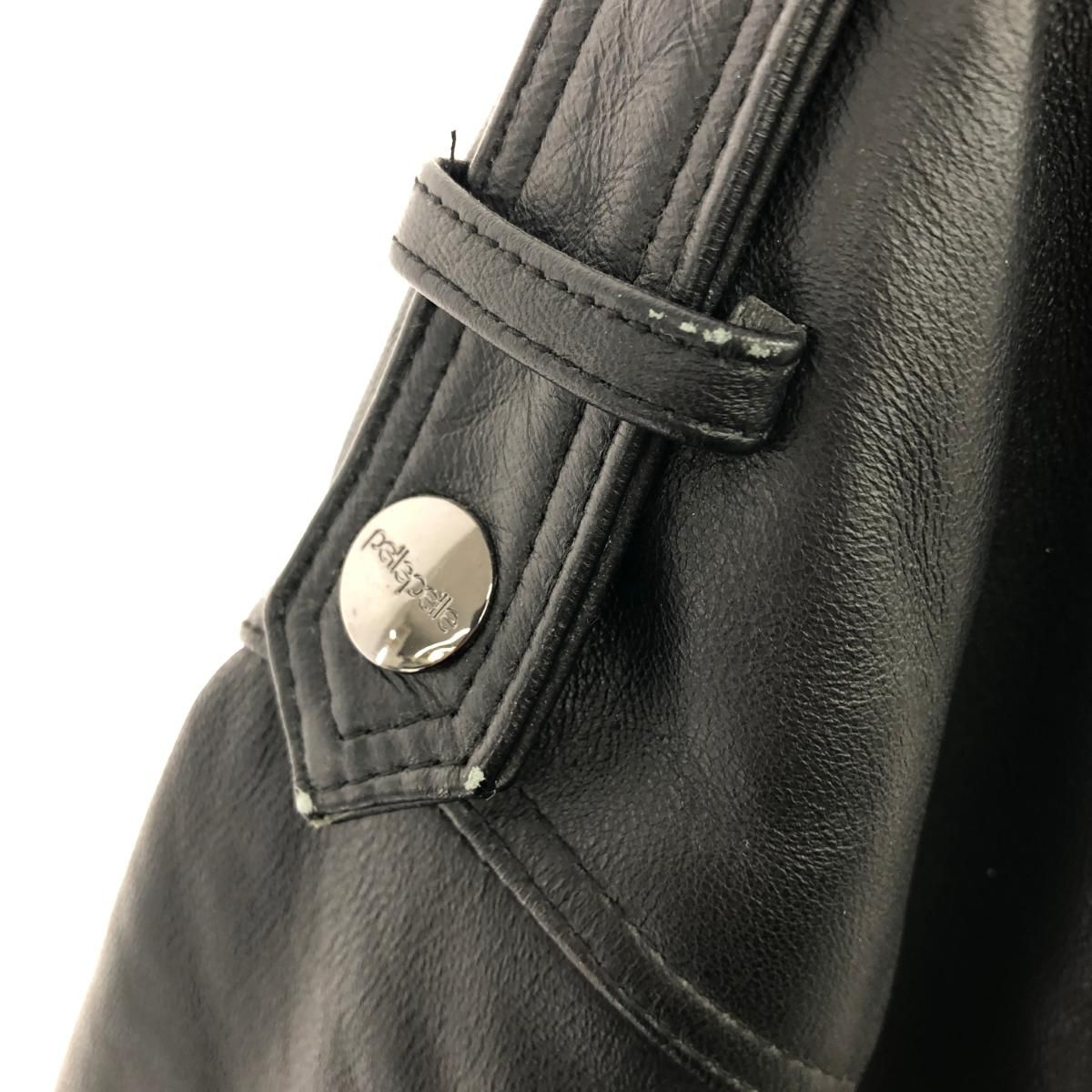 良好 pelle pelle ペレペレ レザージャケット 46 ブラック メンズ 