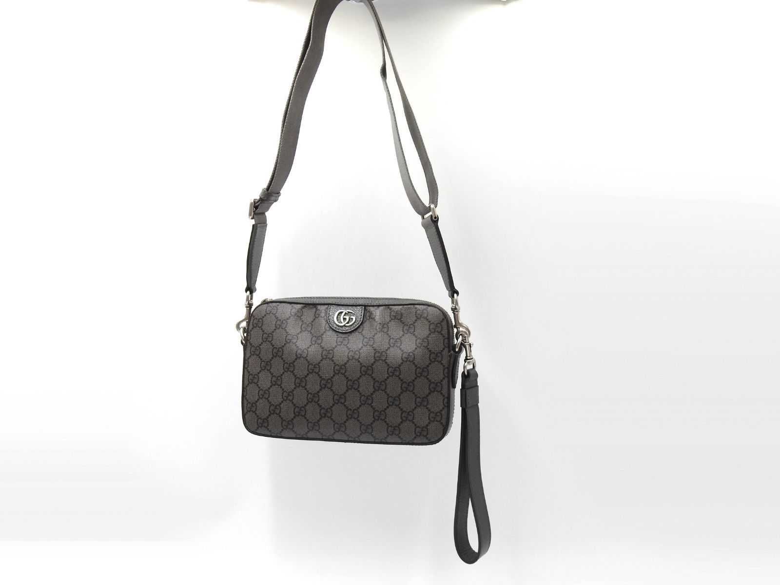 グッチ GGスプリーム ショルダーバッグ メッセンジャーバッグ PVC レザー グレー 699439