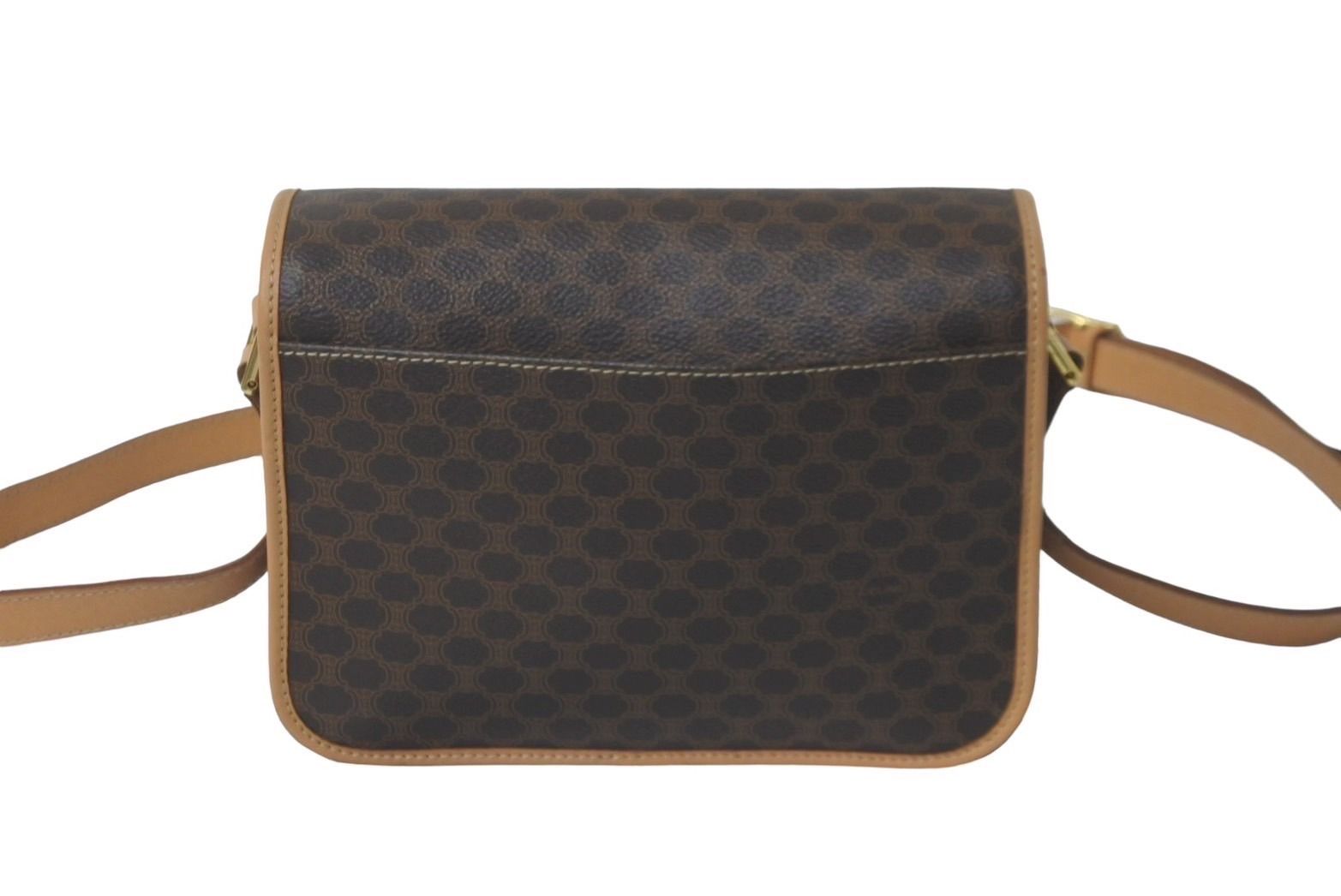 CELINE セリーヌ マカダム柄 サークルロゴ ショルダーバッグ ブラウン