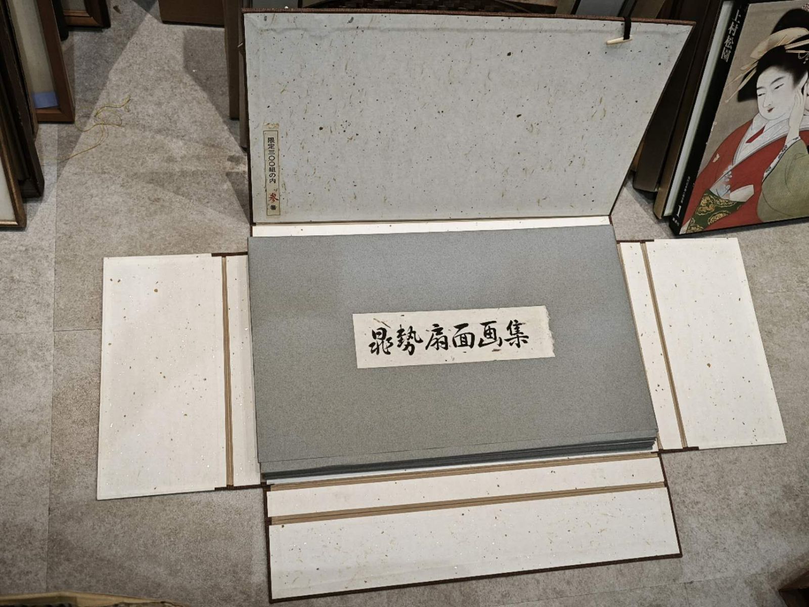 日本画巨匠 三輪晁勢 扇面画集より木版画セット 9枚組 額付き 花鳥風月