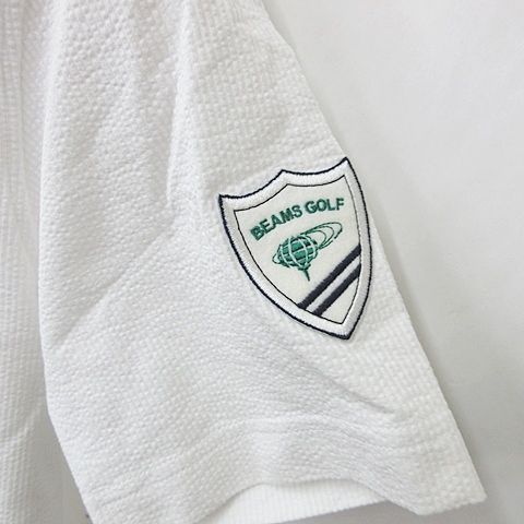 ビームス ゴルフ BEAMS GOLF ポロシャツ 刺繍ロゴ 日本製 L 白 ビームスゴルフ BEAMS GOLF スポーツウエア シャツ ポロシャツ
