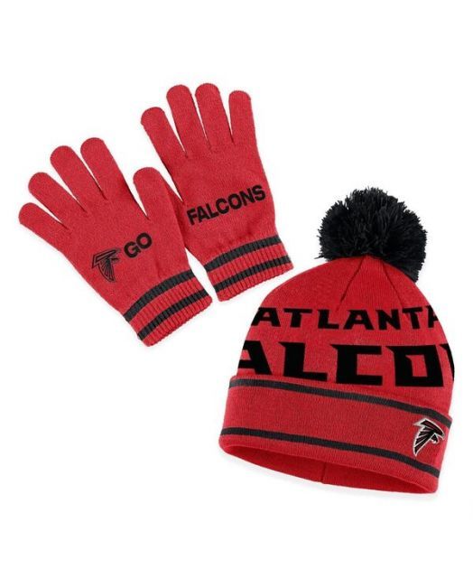 送料無料 ウェア バイ エリン アンドルーズ レディース 手袋 アクセサリー Women s Red Atlanta Falcons Double Jacquard Cuffed Knit Hat with Pom and Gloves Set Red