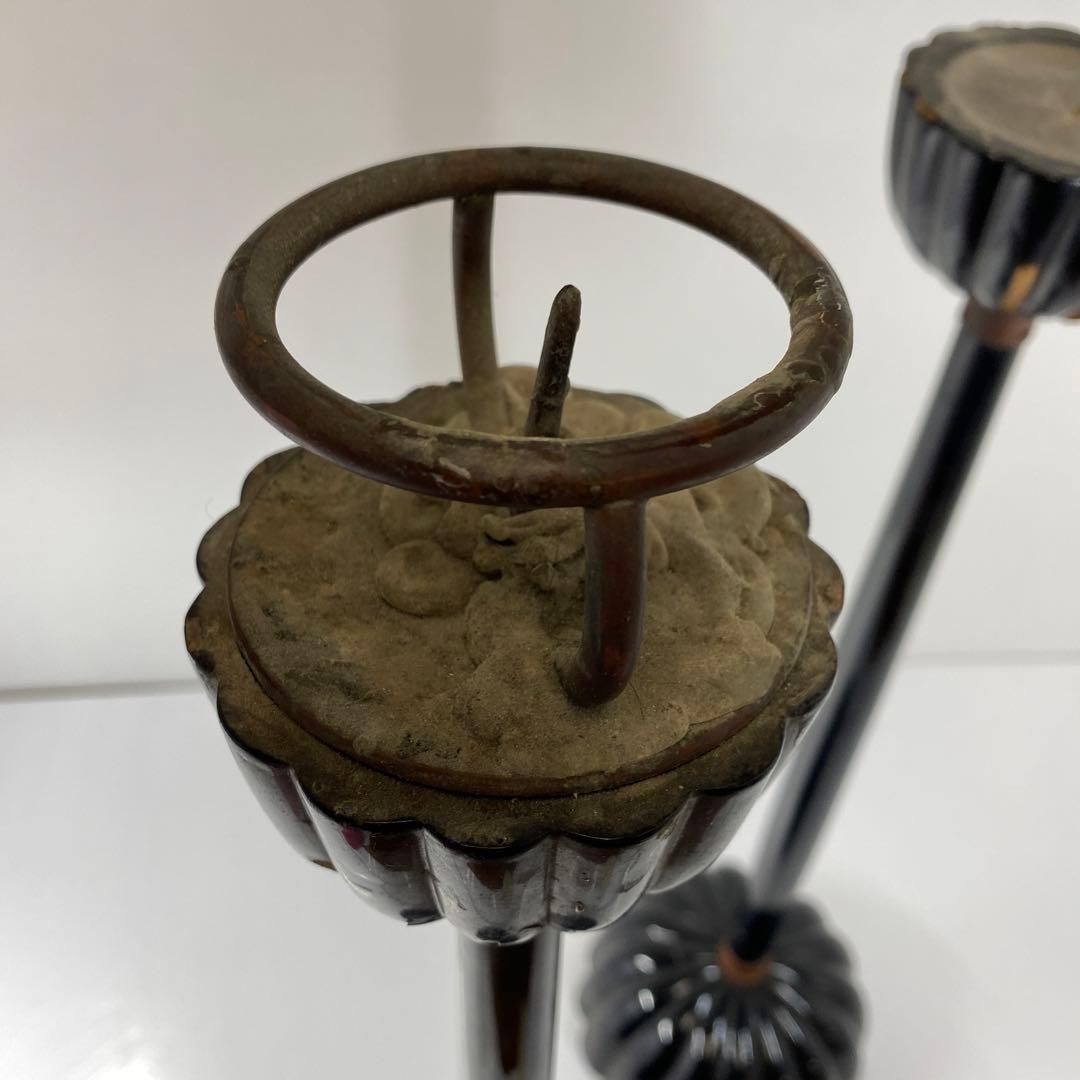 時代 木製 菊灯 一対 タトオ 東さ5-0901