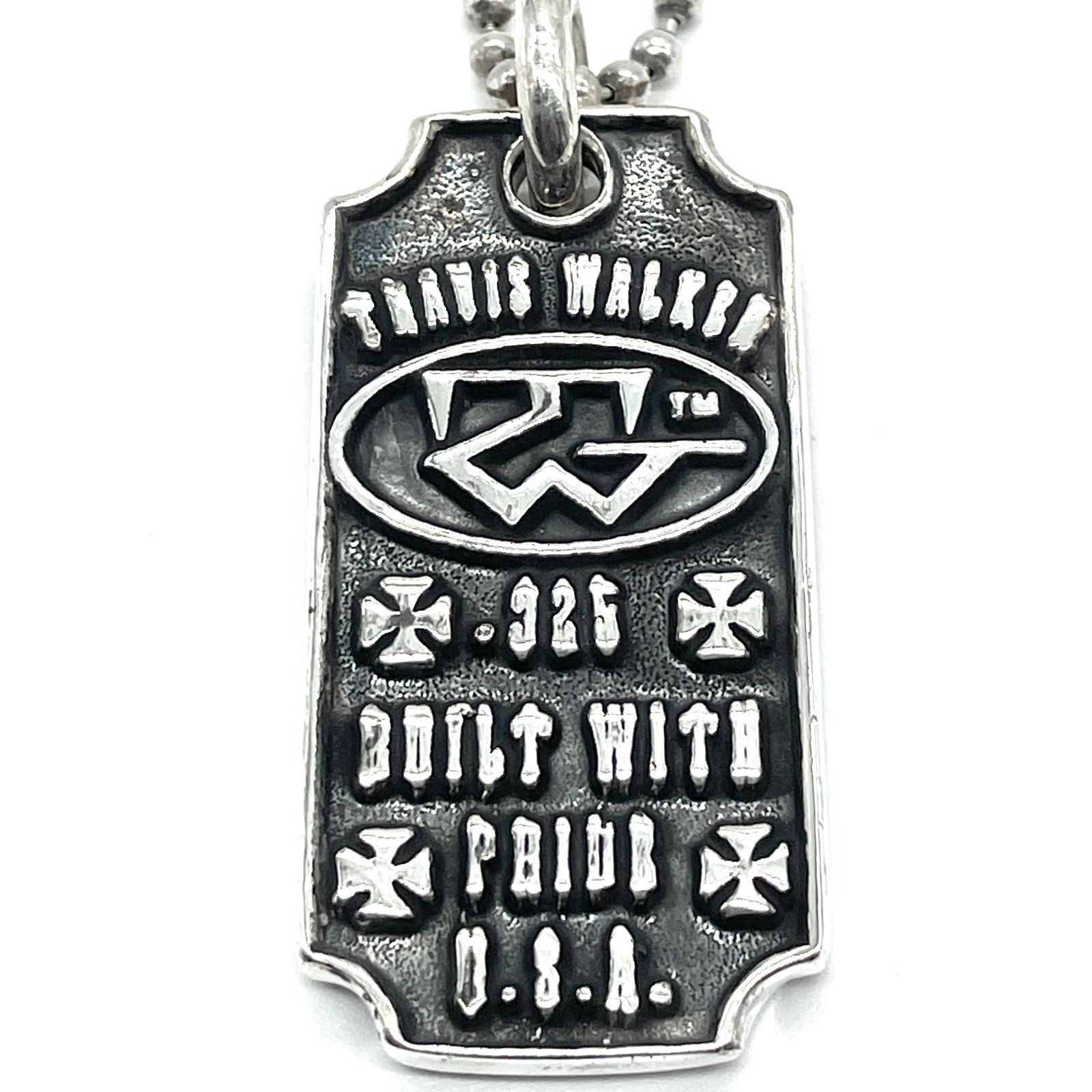 TRAVIS WALKER TW トラヴィス ワーカー TOMB STONE DOGTAG SILVER 925 シルバー ボールチェーンネックレス  ドッグタグ DOUBLE CROSS