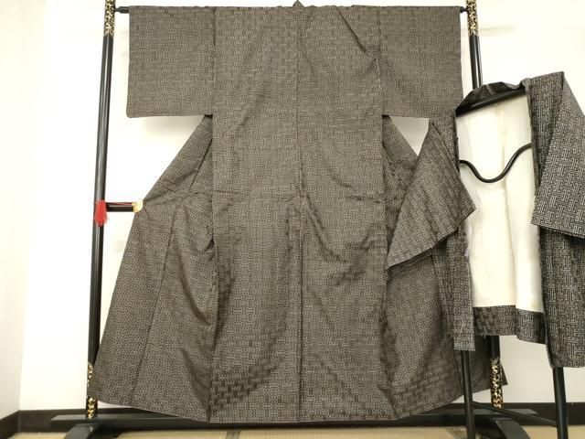 平和屋着物○本場大島紬 龍郷絣 秋名バラ アンサンブル 正絹 逸品