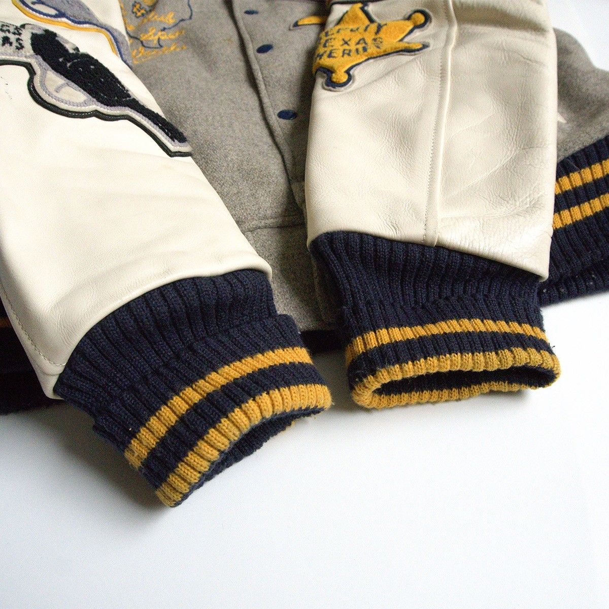 WHITESVILLEレザースリーブ スタジャンスタジアムジャンパー 40 楽天市場】【雰囲気抜群】WHITESVILLE【フルデコ レザースリーブ