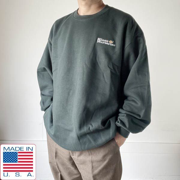 新品 90s USA製 LANDS'END スウェット 緑系 XL ランズエンド 企業物