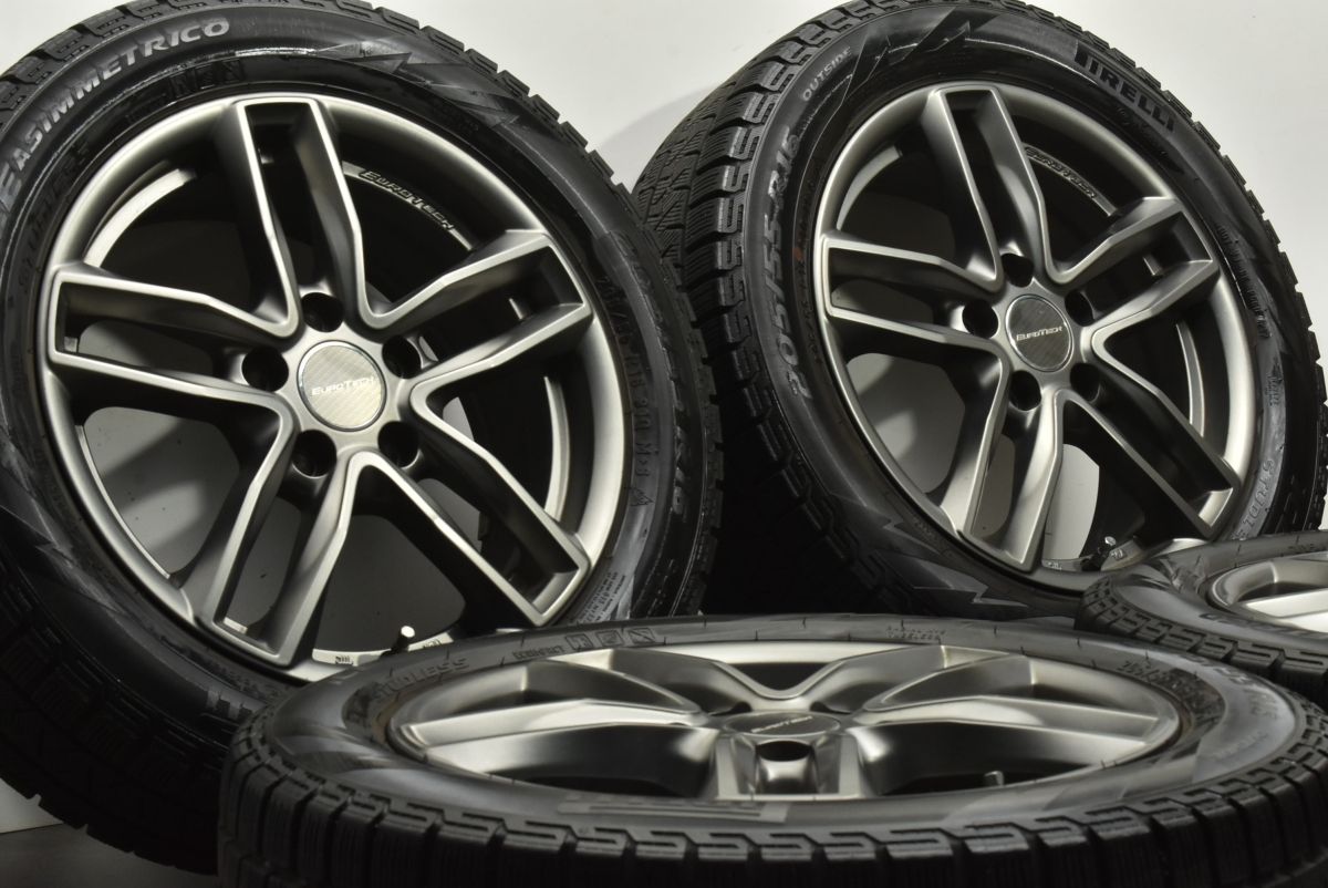 交換用に ユーロテック 16in 6.5J 48 PCD112 ピレリ アイスアシンメトリコ 205|55R16 フォルクスワーゲン ゴルフ ジェッタ アウディ A3