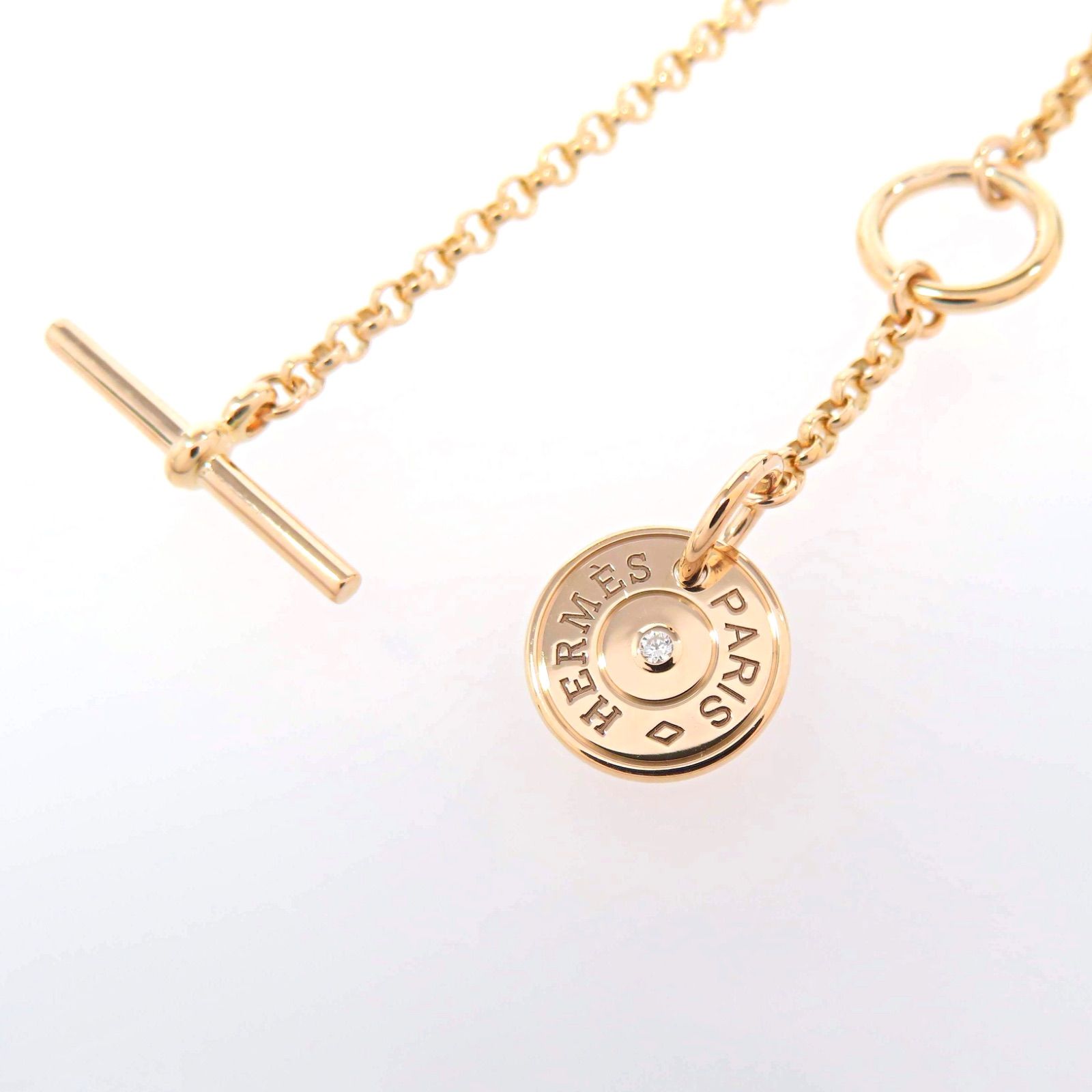 HERMES エルメス Au750 ダイヤモンド ガンバード ブレスレット ピンク