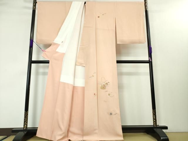 平和屋本店■極上　京都祇園の老舗　ぎをん齋藤　訪問着　駒刺繍　総刺繍　花籠　吹寄せ　洗柿色地　鬼しぼ縮緬　金糸　逸品　DZAA3704kh5 平和屋本店□極上 京都祇園の老舗 ぎをん齋藤 訪問着 駒刺繍 総刺繍 花