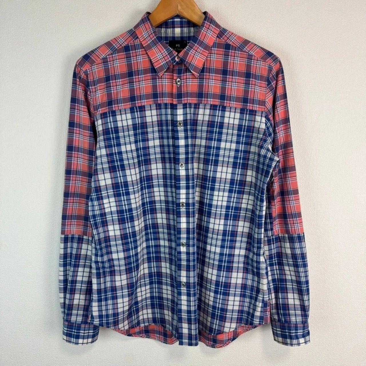 PS Paul Smith ポールスミス シャツ 長袖 チェック 総柄 切替 PS Paul Smith ポールスミス シャツ 長袖 チェック 総柄 切替
