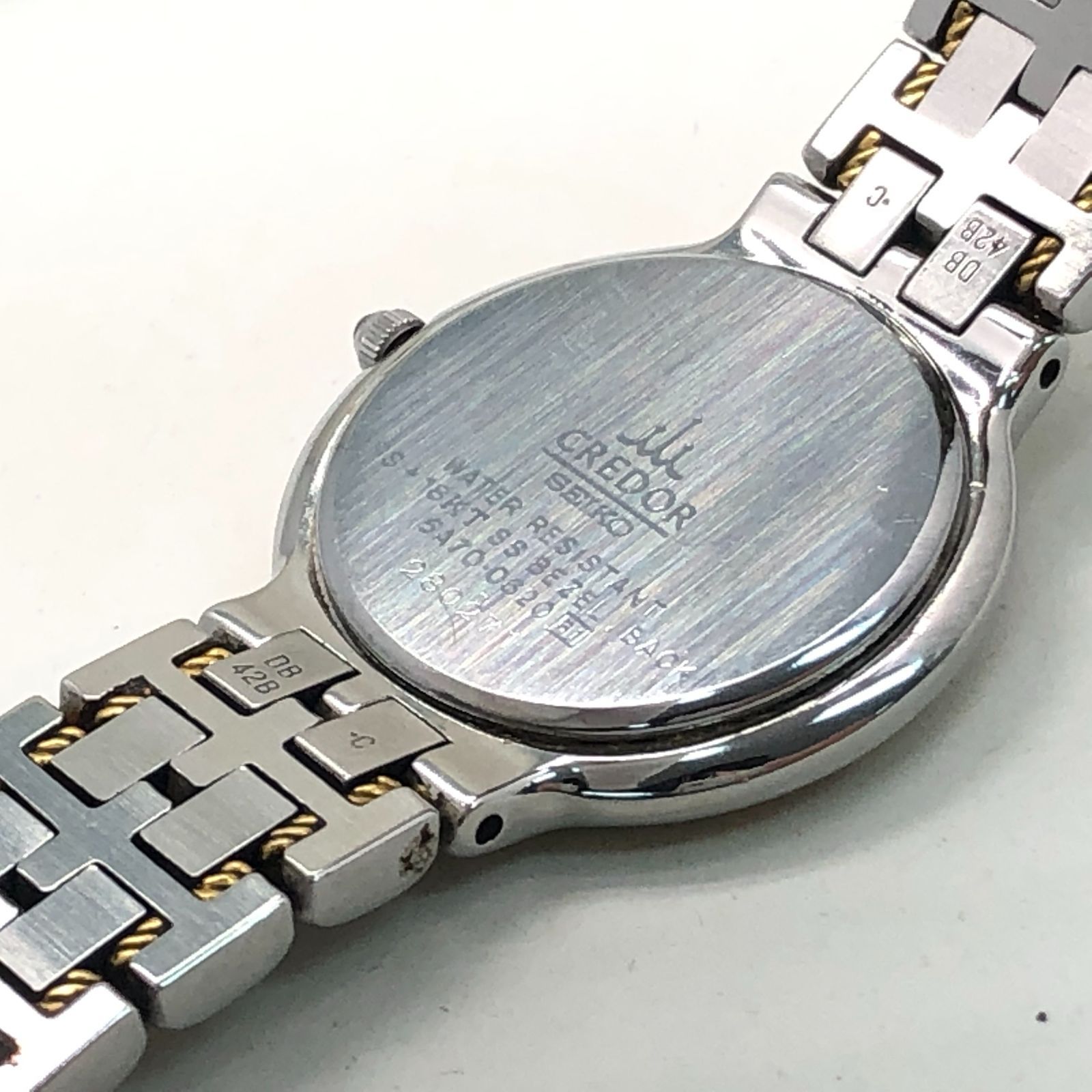 SEIKO 5A70-0620 クレドール 18KT×SS ラウンド シルバー文字盤 腕時計