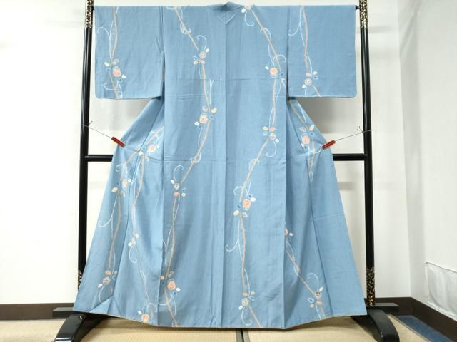 ブランド品セール。 平和屋着物●上質な紬 絞り 花唐草文 正絹 CAAW8303yc