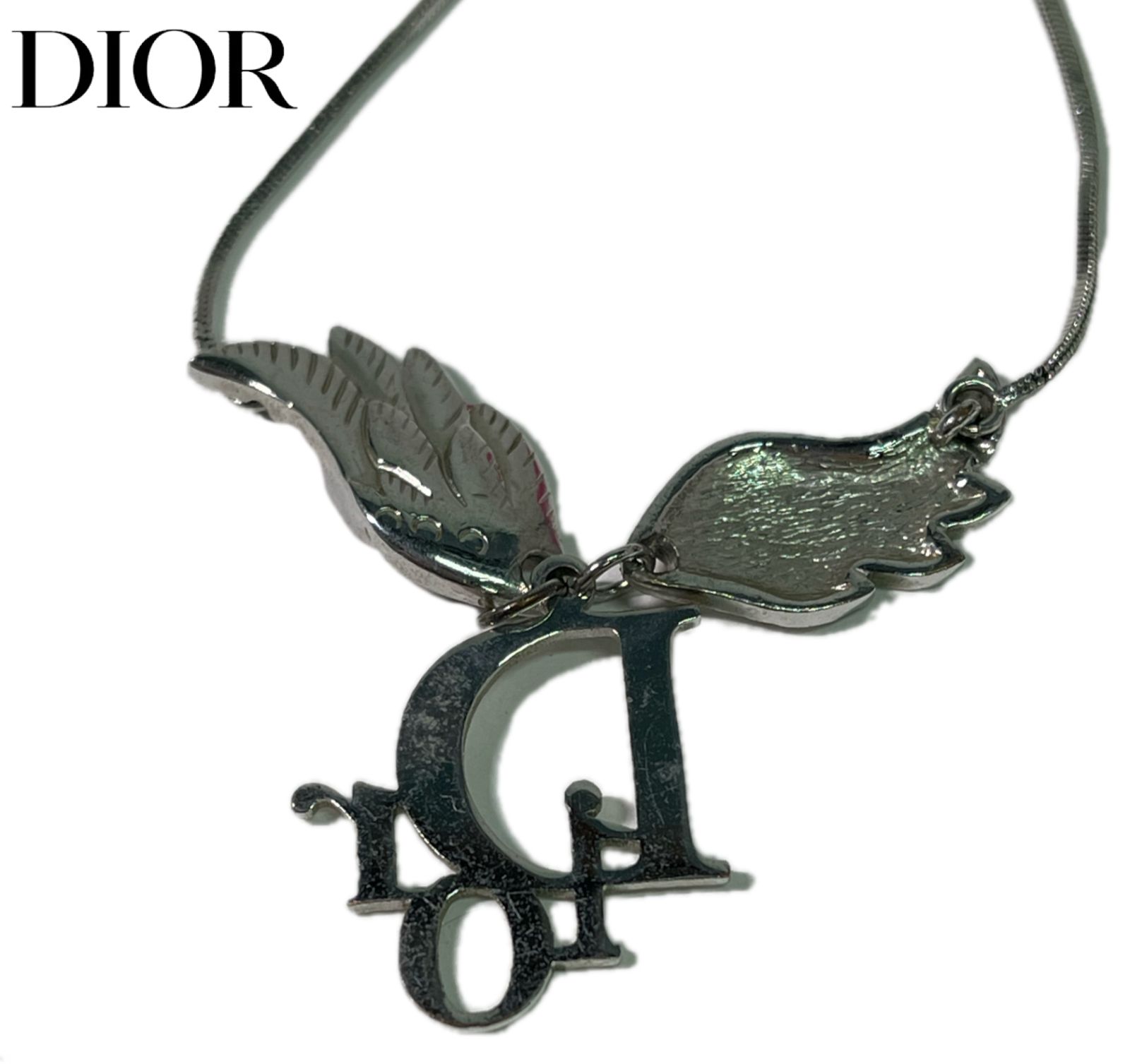 希少DIOR ネックレスフェザーウィングモチーフ翼箱付きディオール