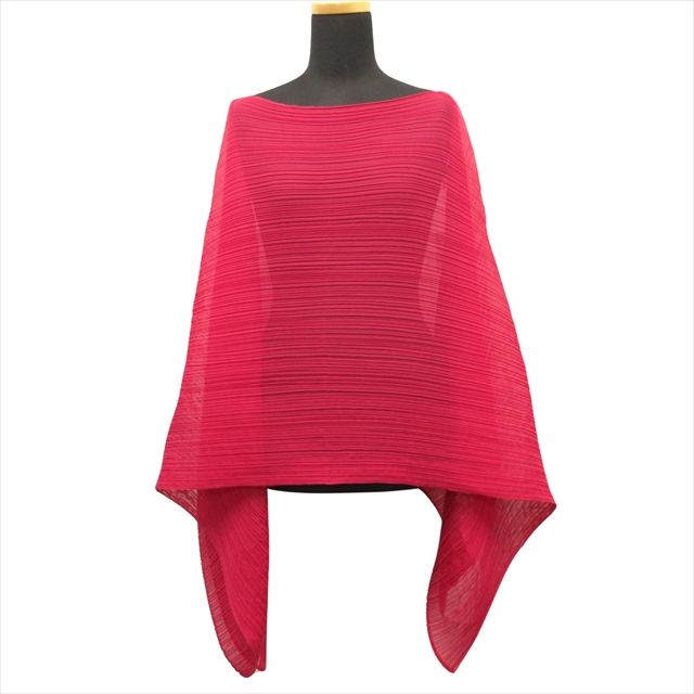 プリーツプリーズ PLEATS PLEASE マダムT スモール 大判 ストール ショール マフラー COLORFUL MADAME-T SMALL CARMINE イッセイミヤケ ISSEY MIYAKE カーマイン レディース