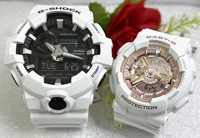 恋人たちのGショックペアウオッチ Gショック ペア G-SHOCK BABY-G  ペア腕時計 カシオ 2本セット GA-700-7AJFBA-110X-7A1JF ラッピング無料 g-shock メッセージカード手書きします 　クリスマス　誕生日 御
